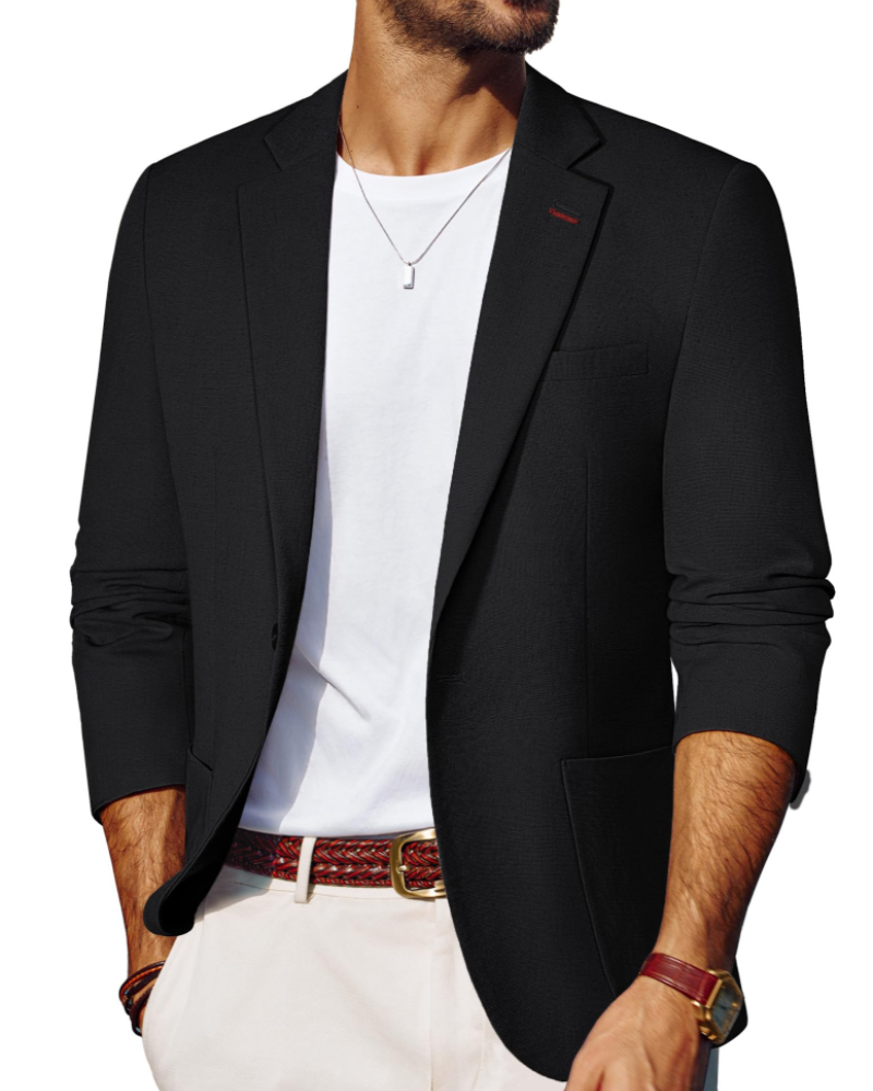 Mitchell Men's Blazer – Single Button Suit Jacket with Lapel Collar & Rear Vents