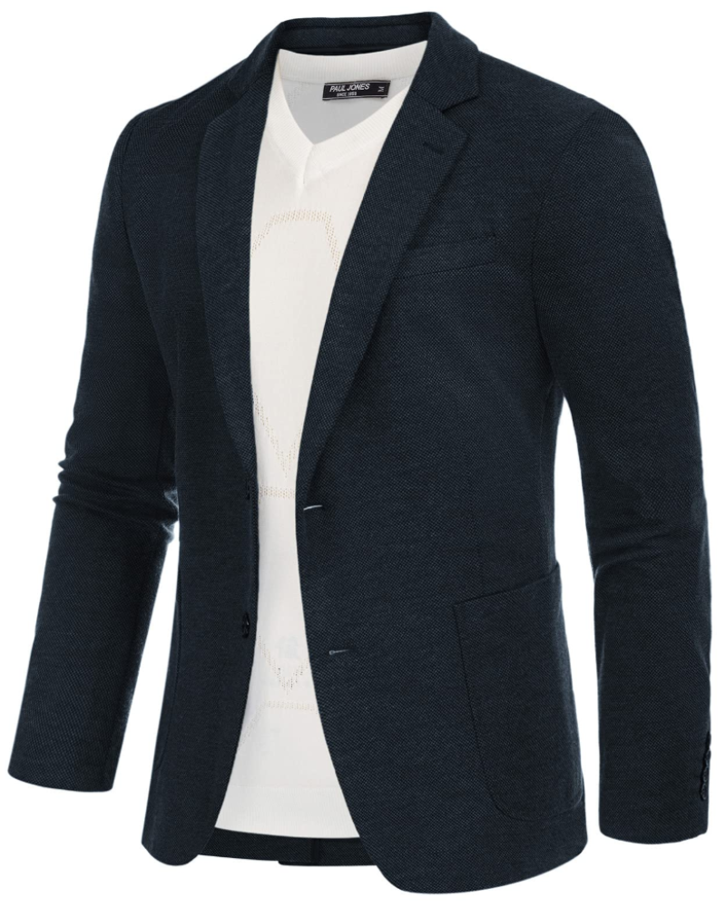 Colin Men's Herringbone Blazer – Slim Fit Suit Jacket with 2 Button Fastening