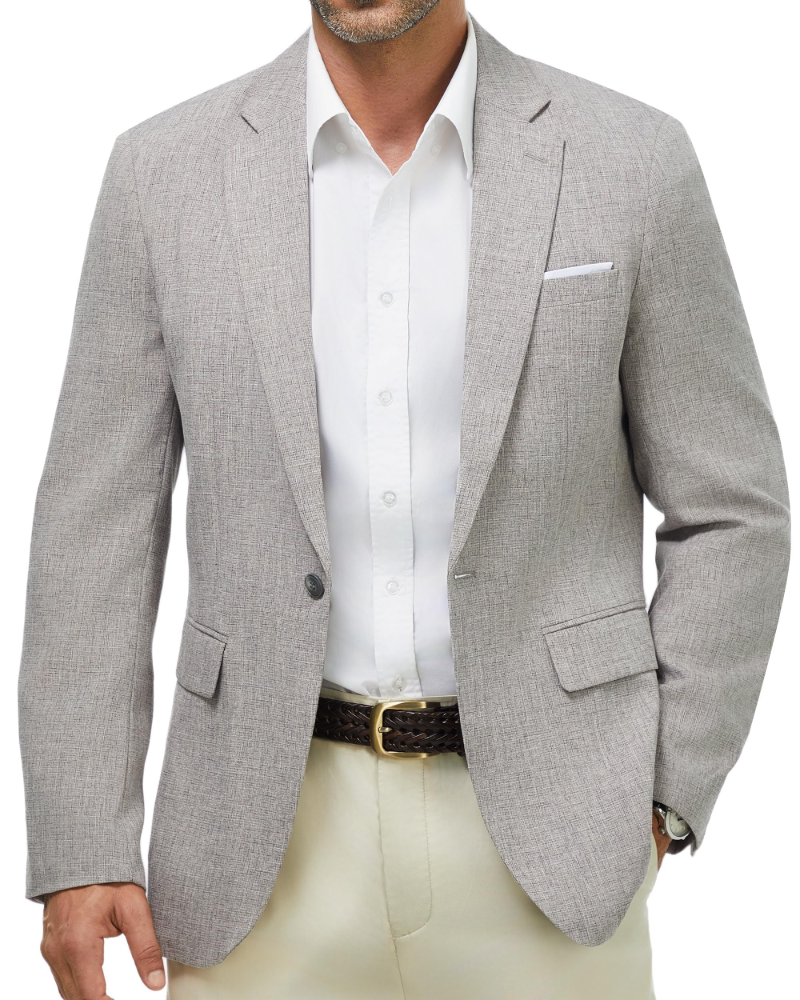 Calvin Men's Blazer – One Button Suit Jacket with Notched Lapel & Flap Pockets