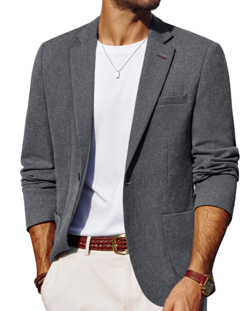 Mitchell Men's Blazer – Single Button Suit Jacket with Lapel Collar & Rear Vents