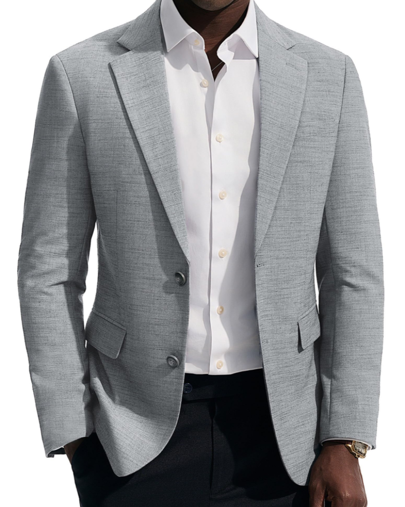 Elliis Men's Linen Blend Blazer – Regular Fit Suit Jacket with 2 Button Fastening