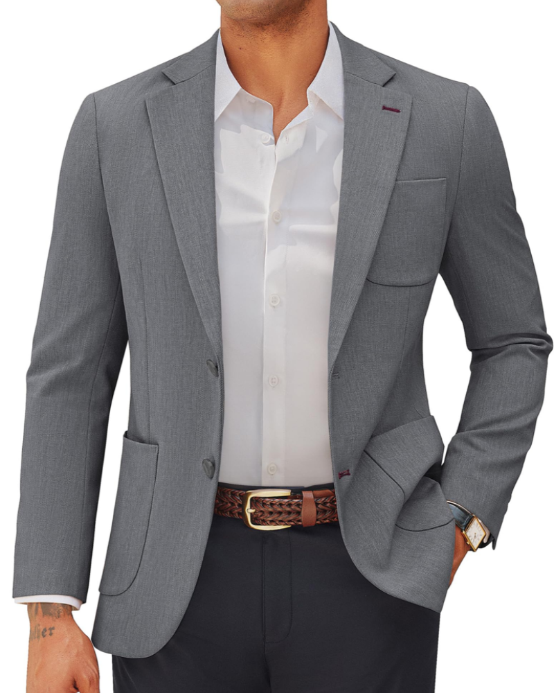 Brooks Men's Blazer – Tailored Suit Jacket with Double Rear Vents & Notched Lapel