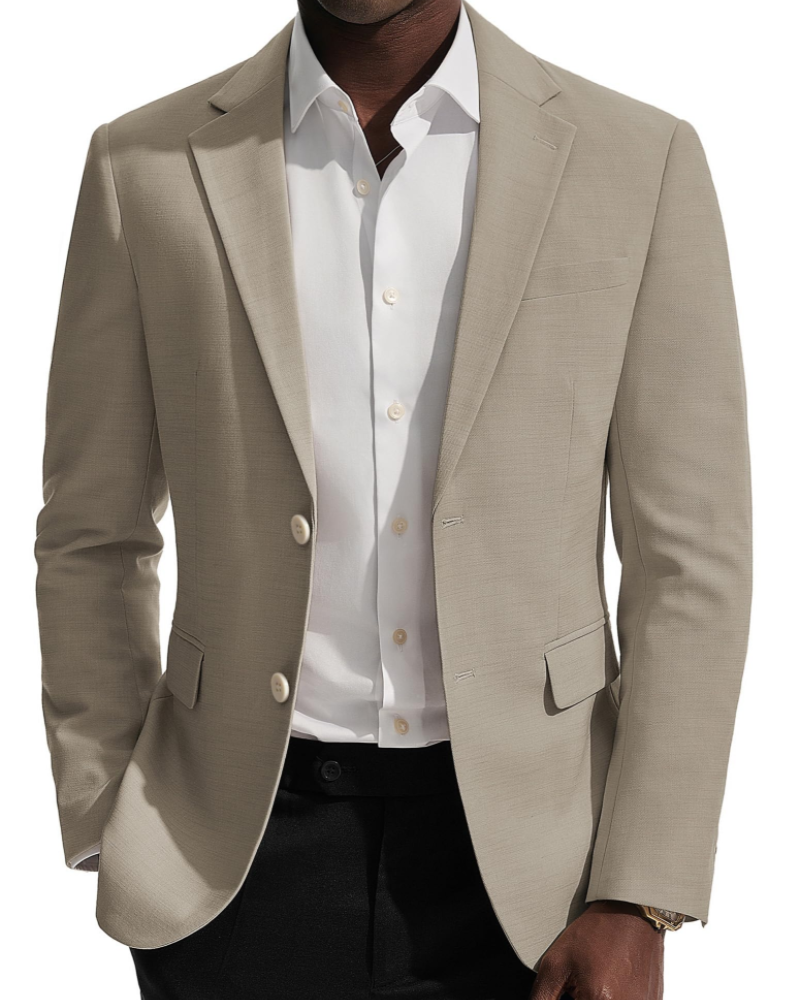 Elliis Men's Linen Blend Blazer – Regular Fit Suit Jacket with 2 Button Fastening