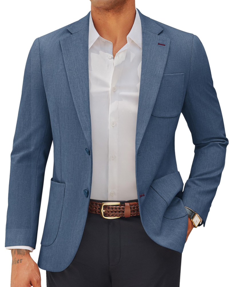 Brooks Men's Blazer – Tailored Suit Jacket with Double Rear Vents & Notched Lapel
