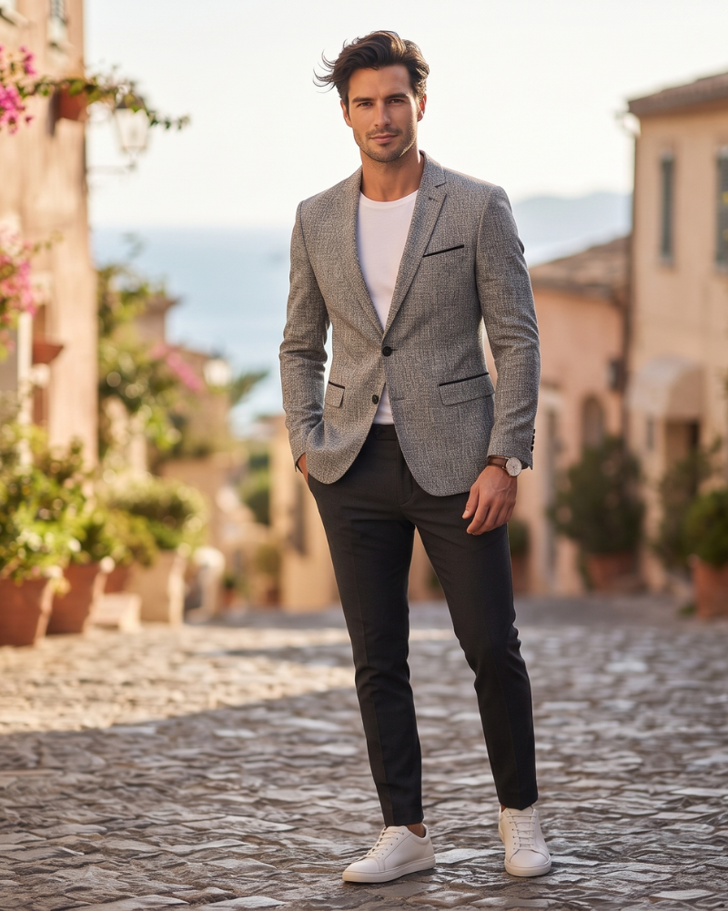 Preston Men's Slim Fit Blazer – Lightweight Suit Jacket with One Button & Inner Pocket