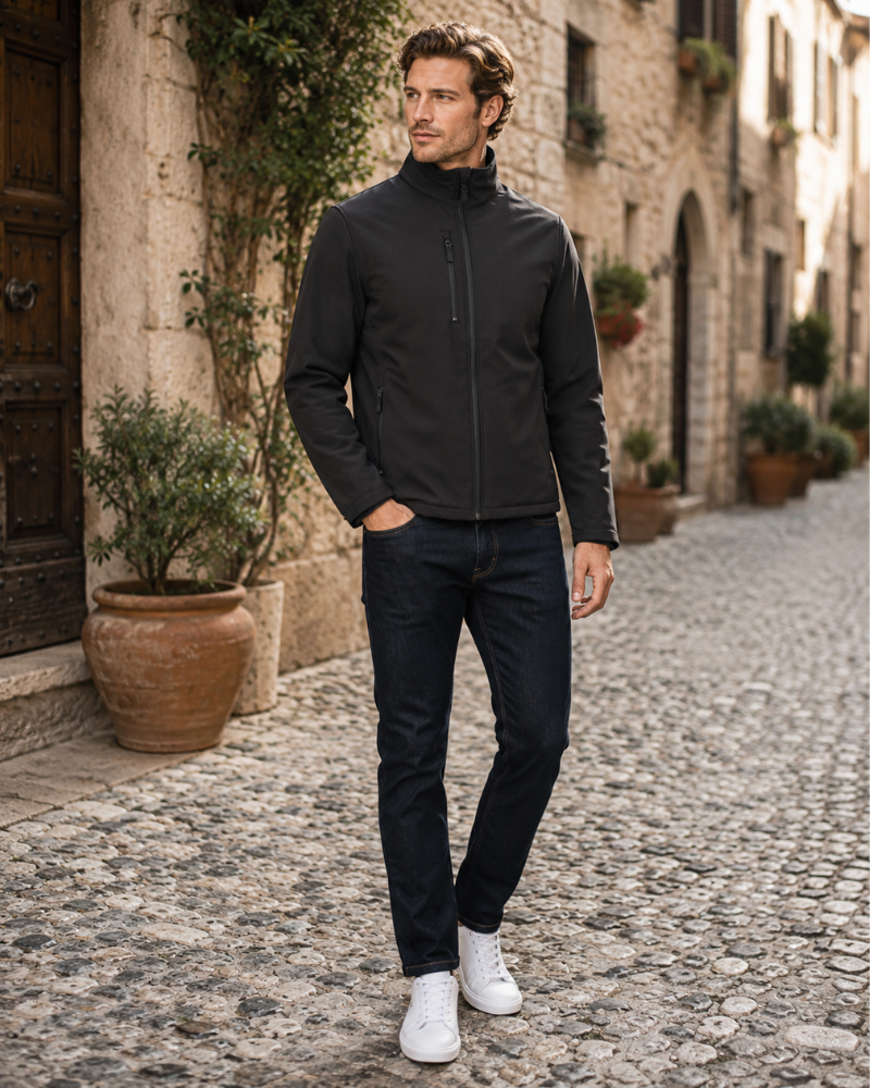 Clifford Men's Softshell Jacket – Waterproof Fleece-Lined Wind-Resistant Zip Coat