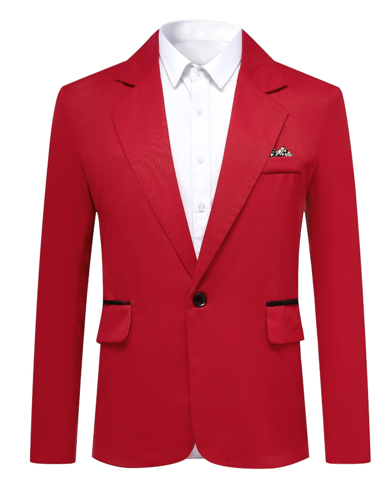 Caleb Men's Blazer – Slim Fit Single Breasted Notch Lapel Smart Suit Jacket