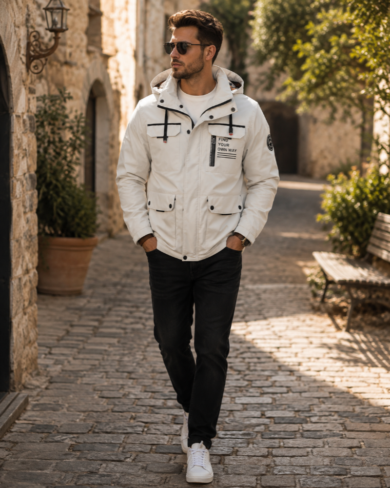 Jake Men's Waterproof Jacket – Hooded Wind Resistant Outdoor Autumn Winter Coat