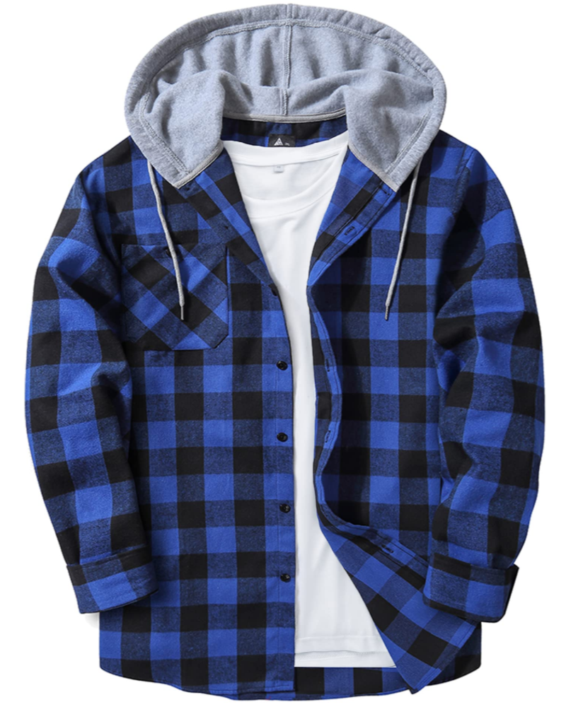 Lyle Men's Hooded Checked Shirt – Long Sleeve Button-Up Plaid Overshirt
