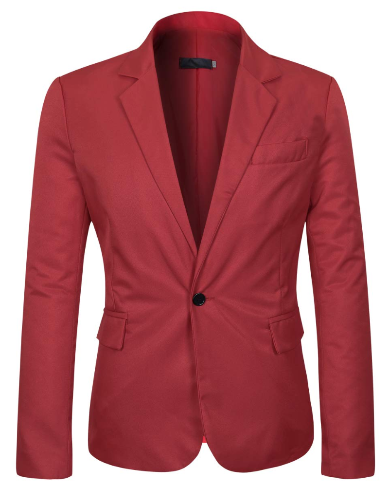 Evan Men's Blazer – Slim Fit One Button Smart Casual Suit Jacket with Notch Lapel