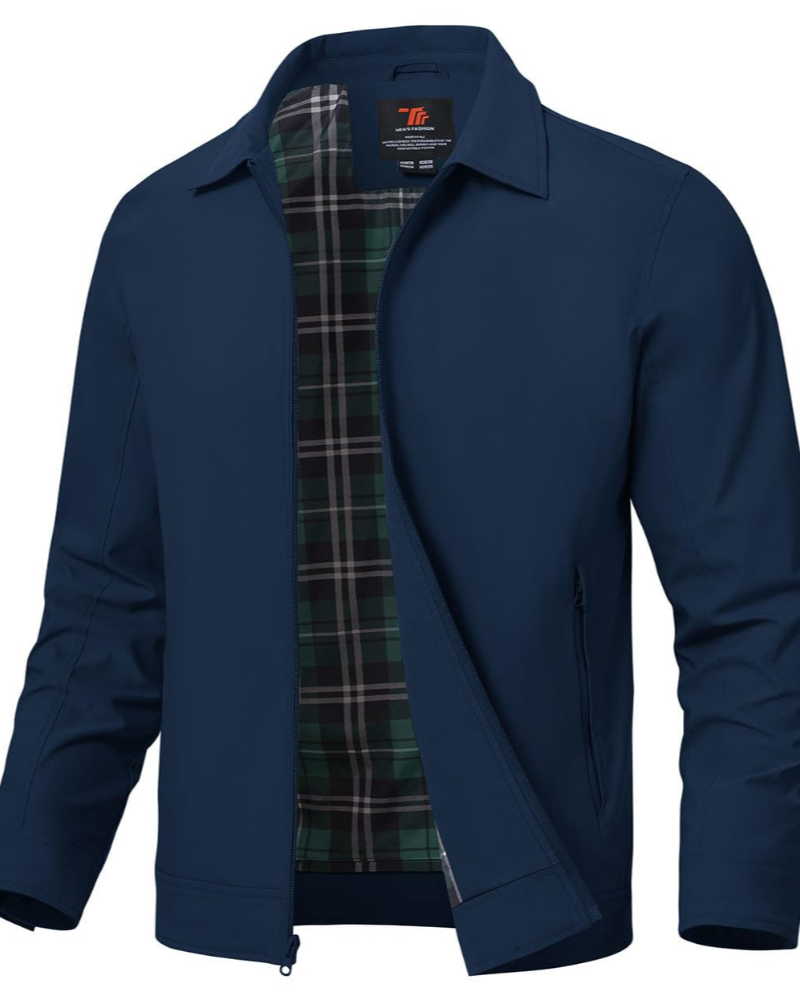 Gerald Men's Bomber Jacket – Polyester Zip Harrington Style Casual Jacket