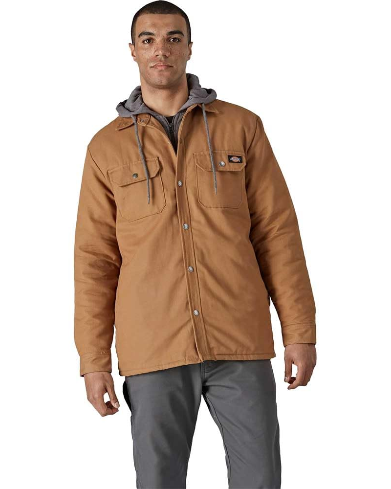 Percival Men's Hooded Duck Shirt Jacket – Water-Repellent Zip & Snap Fleece Jacket