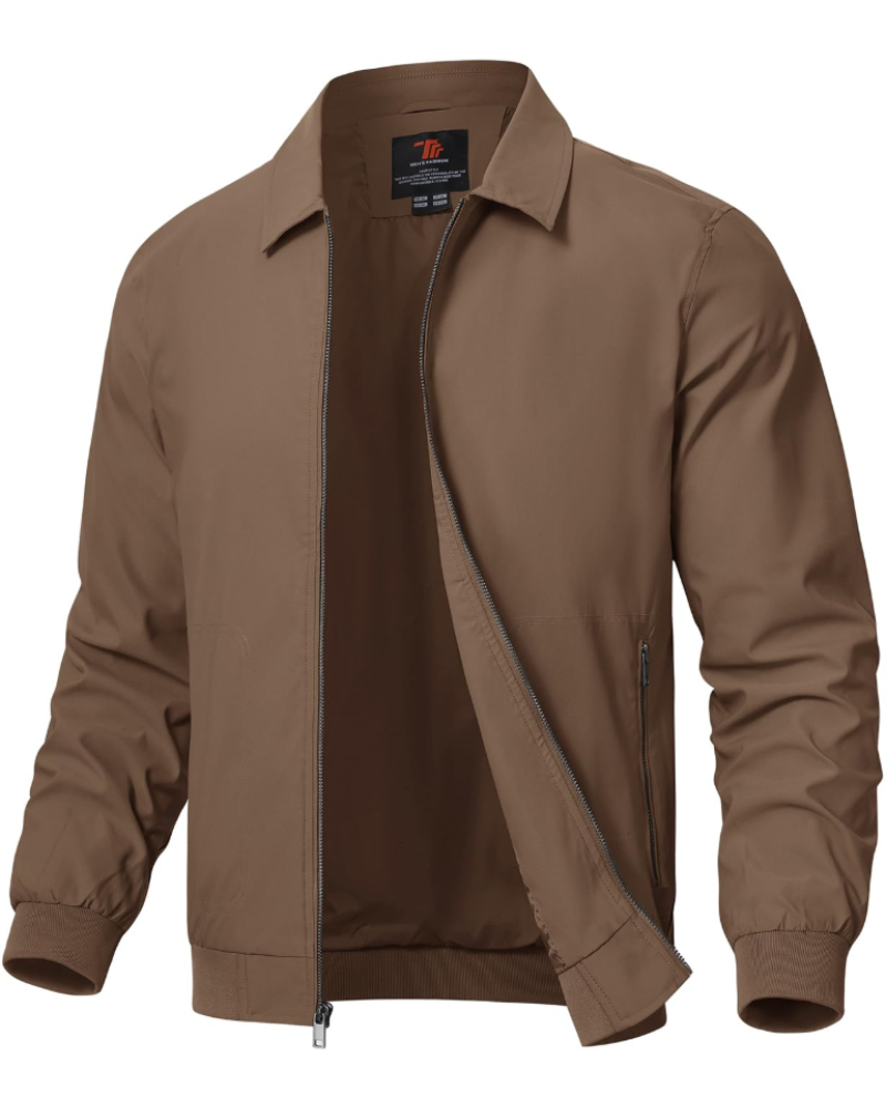 Stanley Casual Zip Jacket – Lightweight Polyester Ribbed Bomber Jacket