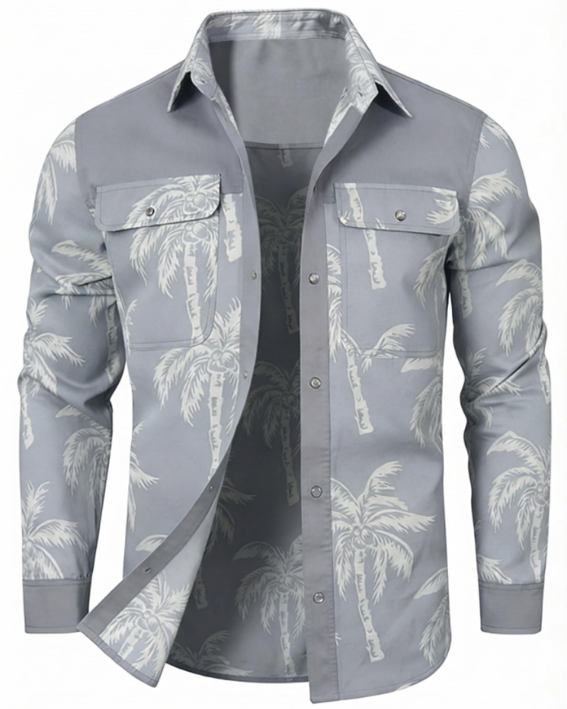 Wyatt Men's Checked Overshirt – Long Sleeve Snap Fastening Plaid Shirt Jacket