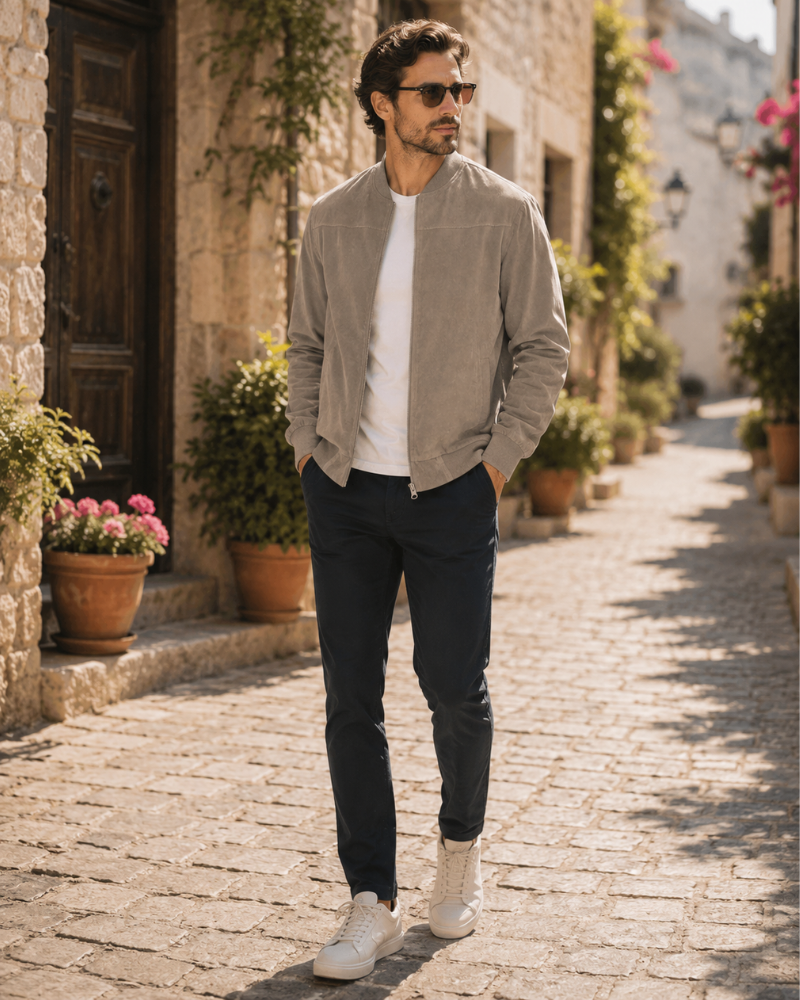 Evan Men's Lightweight Bomber Jacket – Casual Zip-Up Stand Collar Outerwear