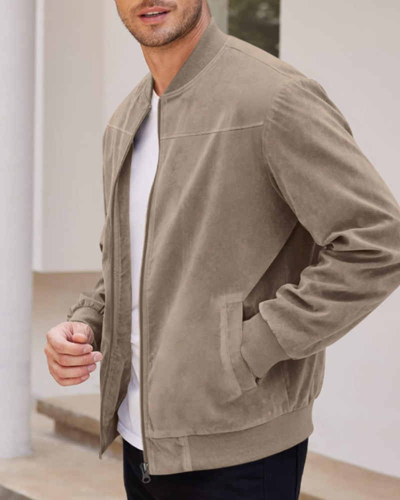 Evan Men's Lightweight Bomber Jacket – Casual Zip-Up Stand Collar Outerwear
