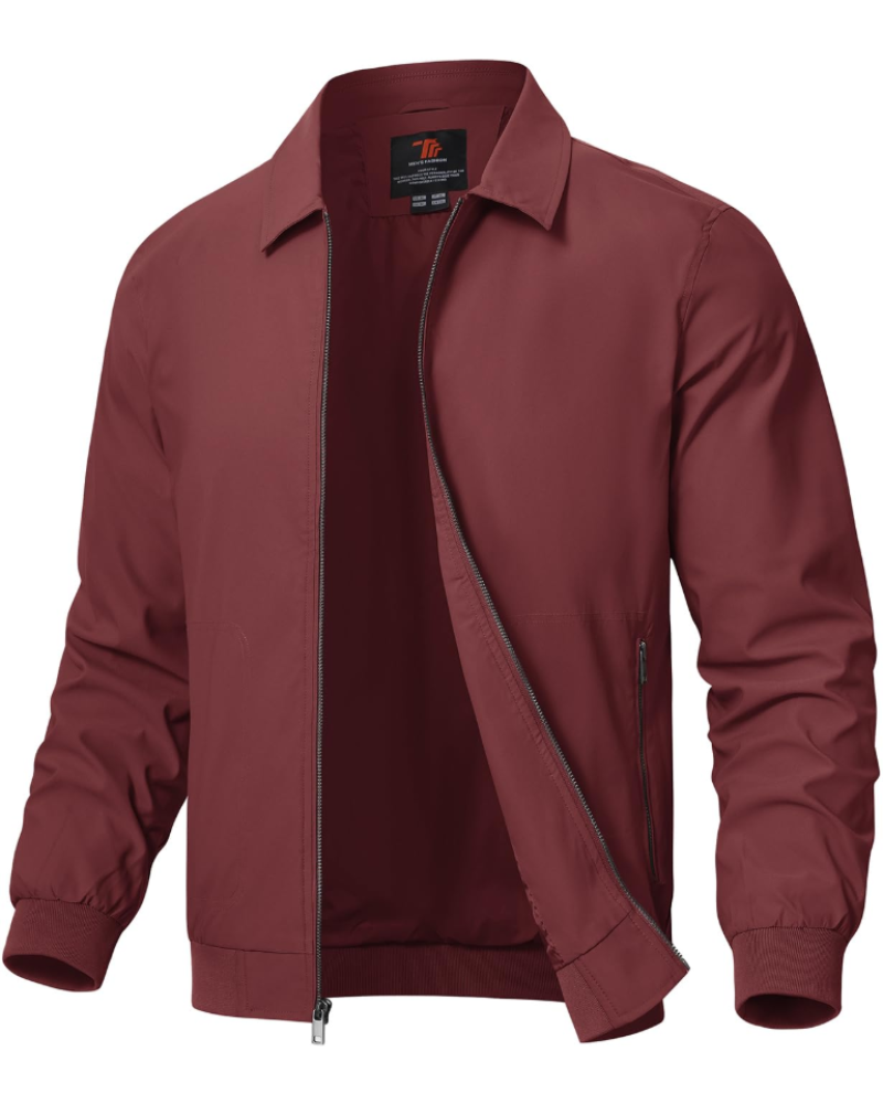 Stanley Casual Zip Jacket – Lightweight Polyester Ribbed Bomber Jacket