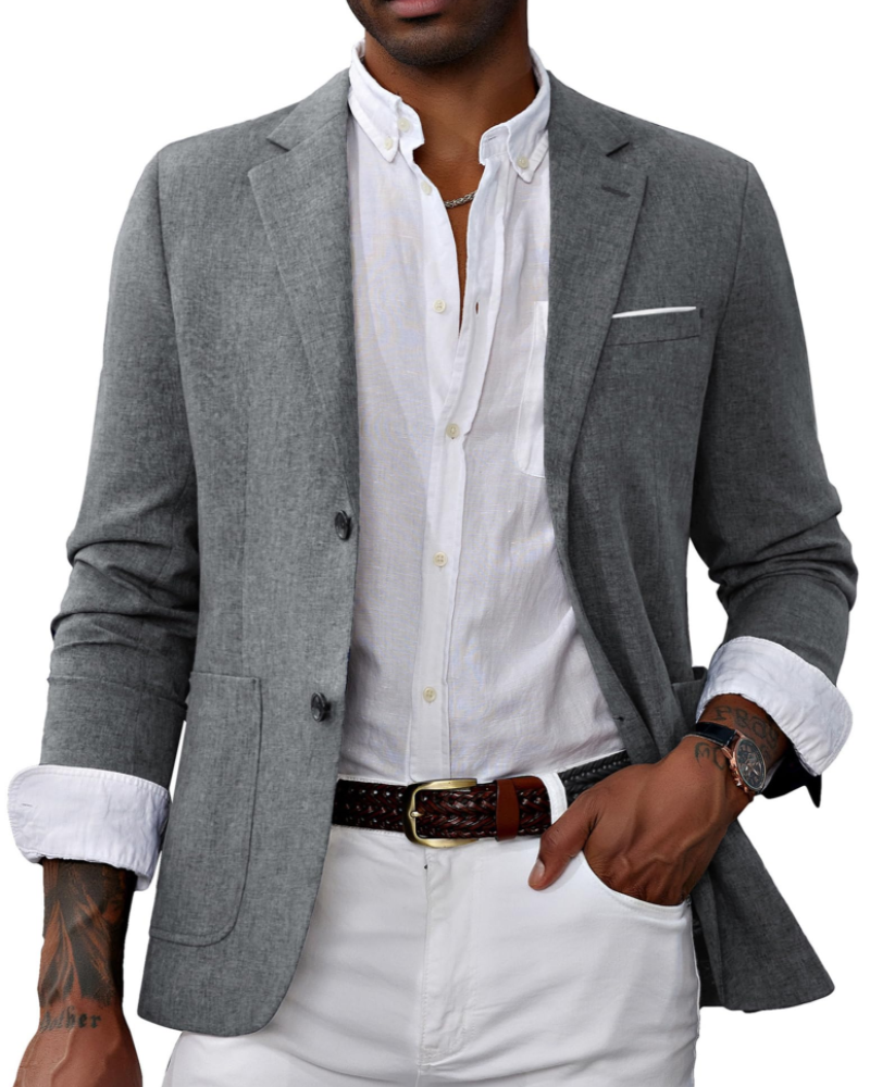 Dawson Men's Blazer – Regular Fit Two Button Smart Suit Jacket with Notch Lapel