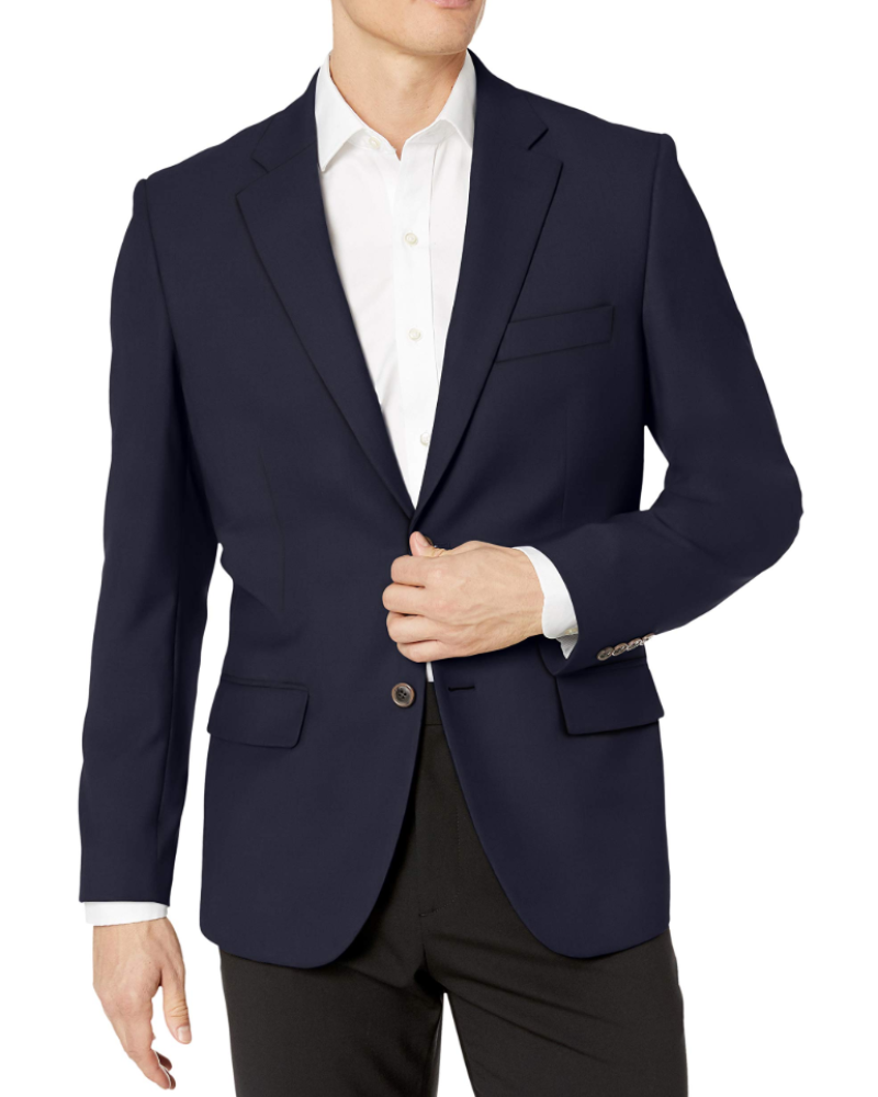 Mileson Men's Blazer – Slim Fit Stretch Two Button Smart Suit Jacket with Notch Lapel