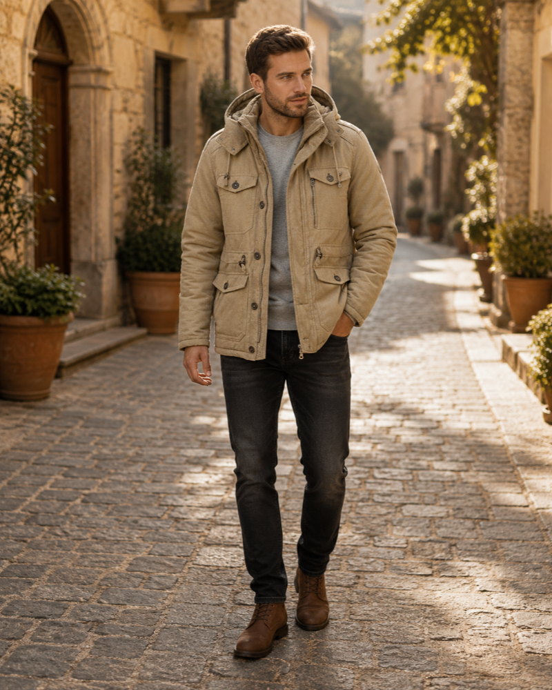 Alistair Men's Waterproof Winter Jacket – Fleece Lined Hooded Outdoor Coat
