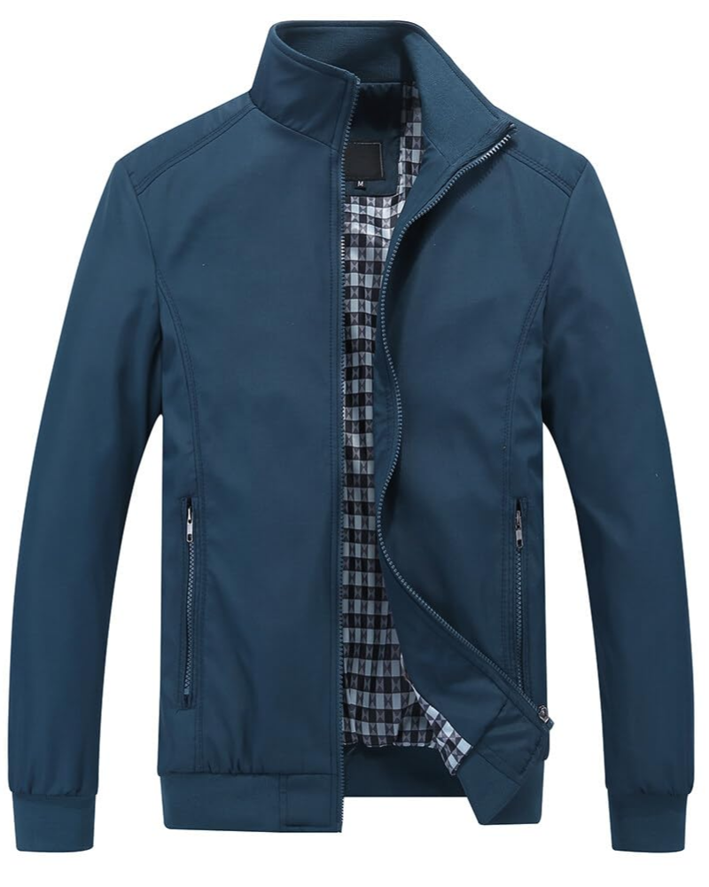 Quentin Men's Bomber Jacket – Zip-Up Casual Jacket with Stand Collar