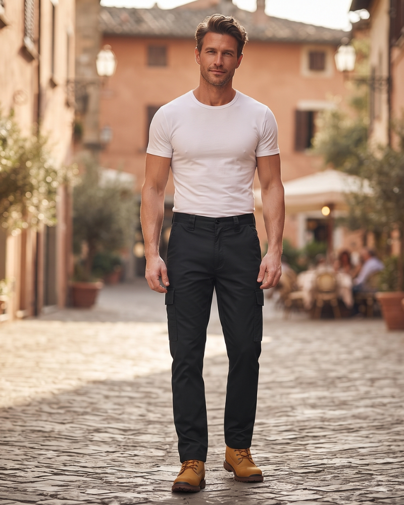 Dawson Men's Work Cargo Trousers – Utility Pants with Cargo Pockets & Button Closure