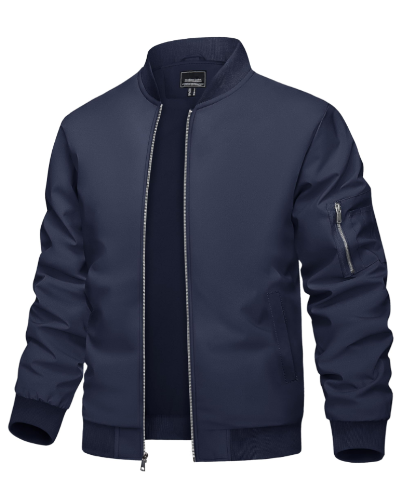 Asher Men's Bomber Jacket – Lightweight Zip-Up Jacket with Stand Collar
