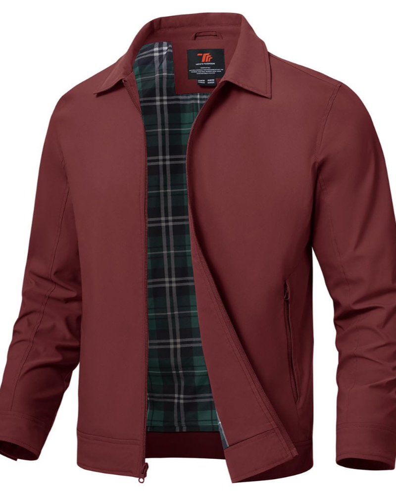Gerald Men's Bomber Jacket – Polyester Zip Harrington Style Casual Jacket