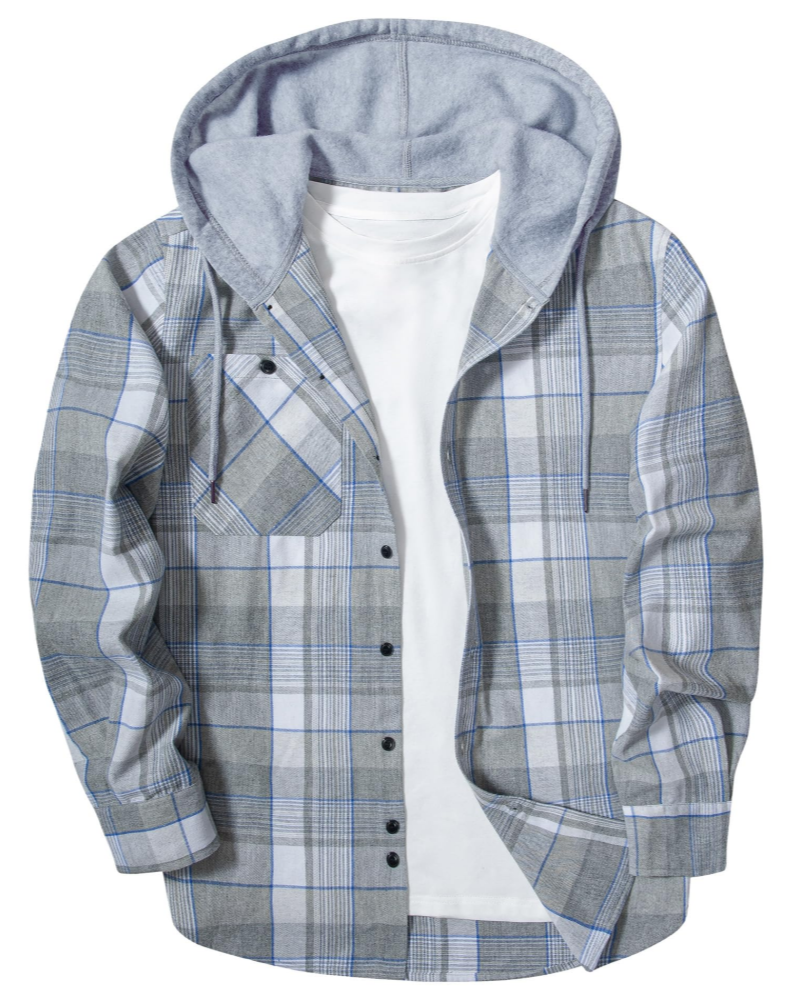 Lyle Men's Hooded Checked Shirt – Long Sleeve Button-Up Plaid Overshirt