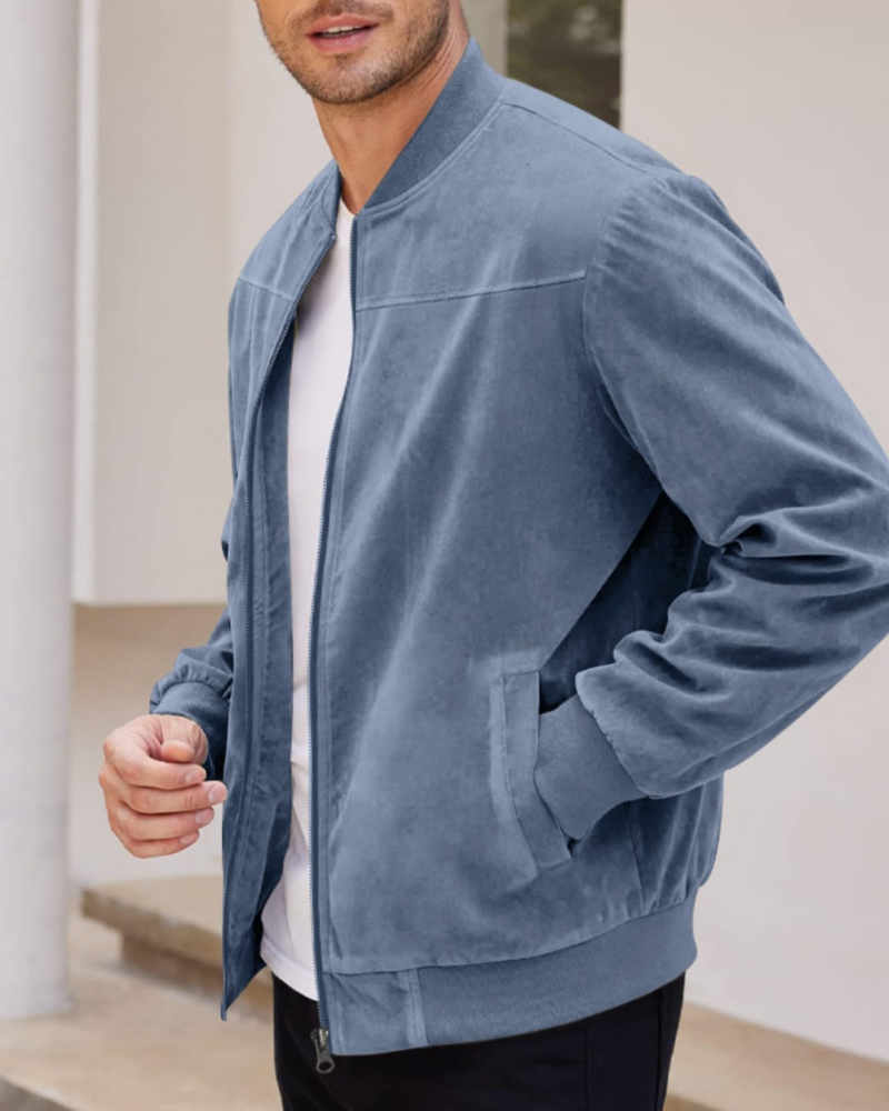 Evan Men's Lightweight Bomber Jacket – Casual Zip-Up Stand Collar Outerwear