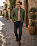 Jacob Men's Leather Jacket – Genuine Leather Vintage Zip Up Smart Casual Biker Jacket