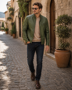Jacob Men's Leather Jacket – Genuine Leather Vintage Zip Up Smart Casual Biker Jacket