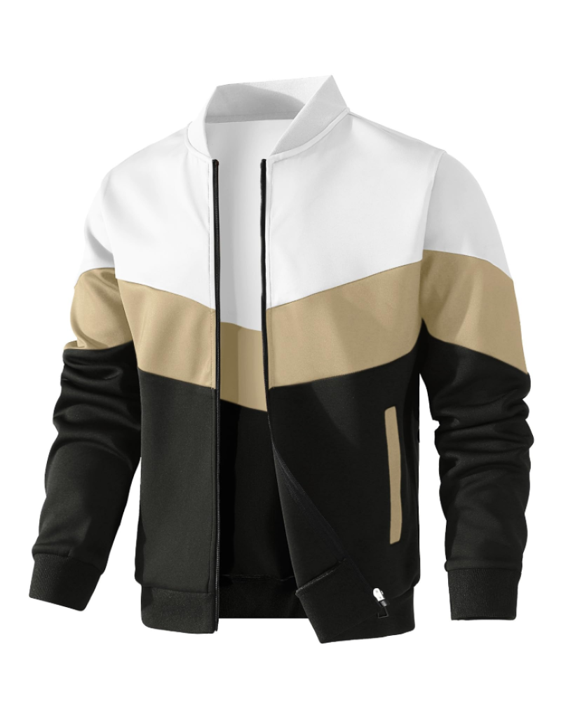 Jasper Men's Bomber Jacket – Full Zip Colour Block Casual Jacket