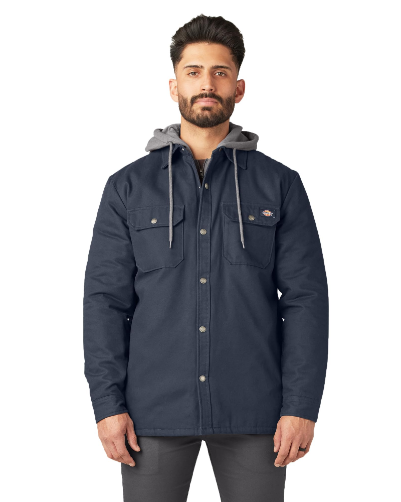 Percival Men's Hooded Duck Shirt Jacket – Water-Repellent Zip & Snap Fleece Jacket