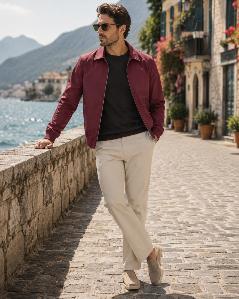 Stanley Casual Zip Jacket – Lightweight Polyester Ribbed Bomber Jacket