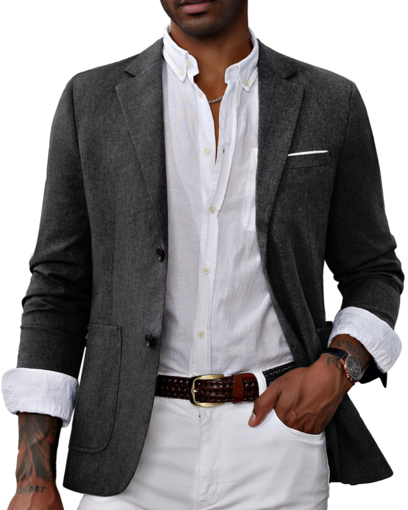 Dawson Men's Blazer – Regular Fit Two Button Smart Suit Jacket with Notch Lapel