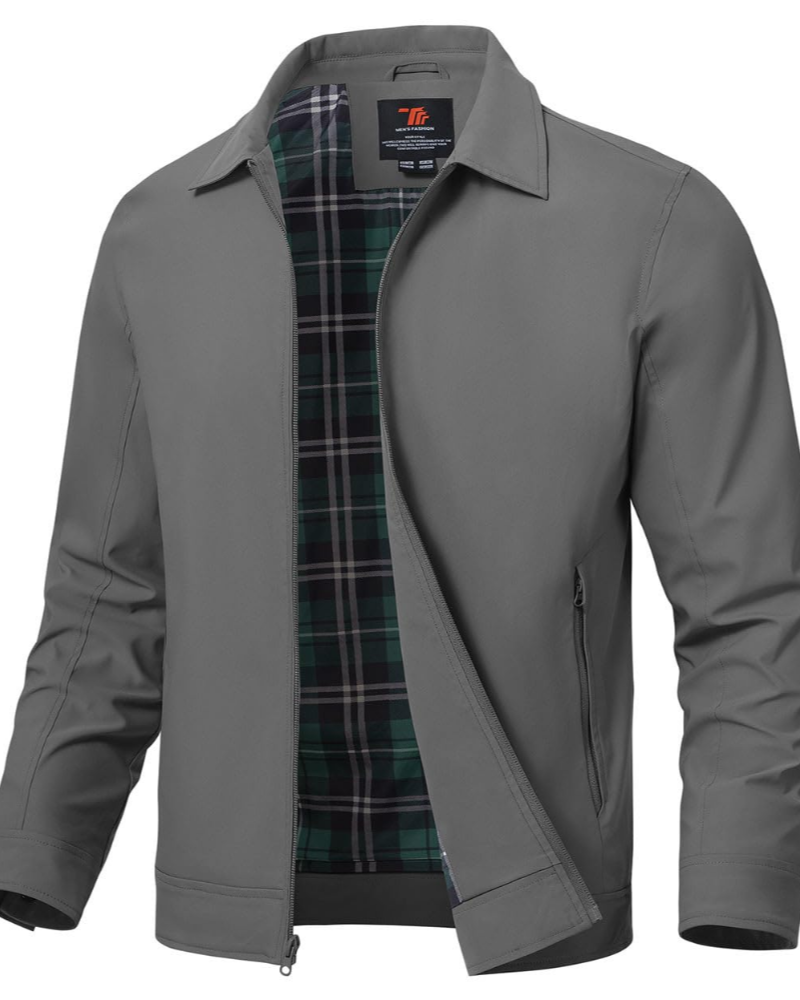 Gerald Men's Bomber Jacket – Polyester Zip Harrington Style Casual Jacket