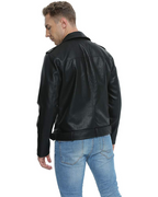 Darius Men's PU Faux Leather Biker Jacket – Zip-Up Moto Jacket with Belt