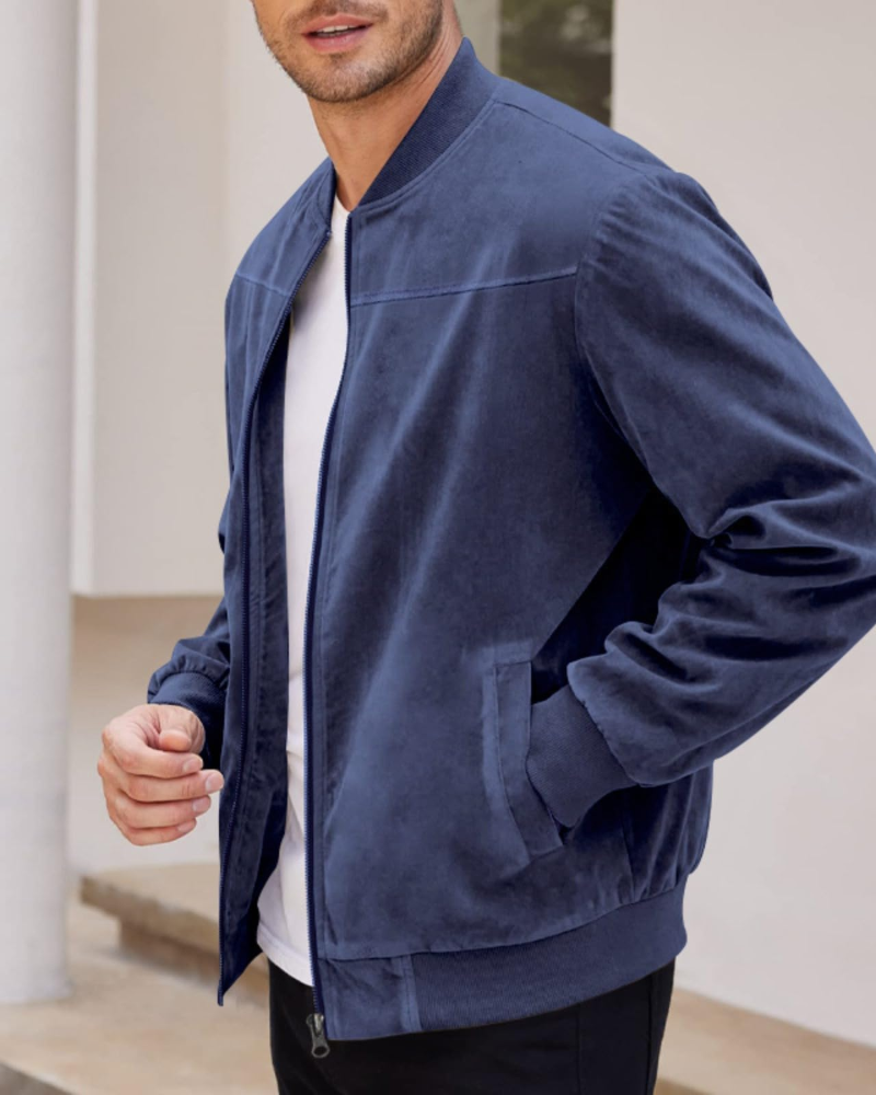 Evan Men's Lightweight Bomber Jacket – Casual Zip-Up Stand Collar Outerwear