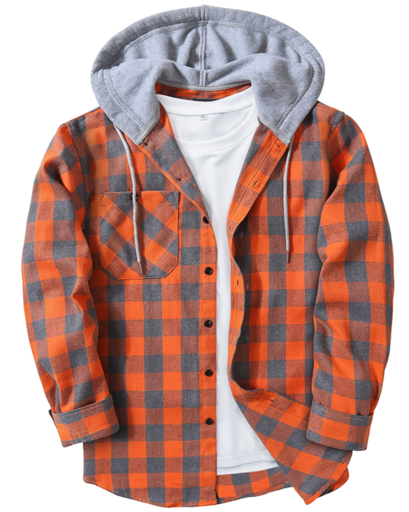 Lyle Men's Hooded Checked Shirt – Long Sleeve Button-Up Plaid Overshirt