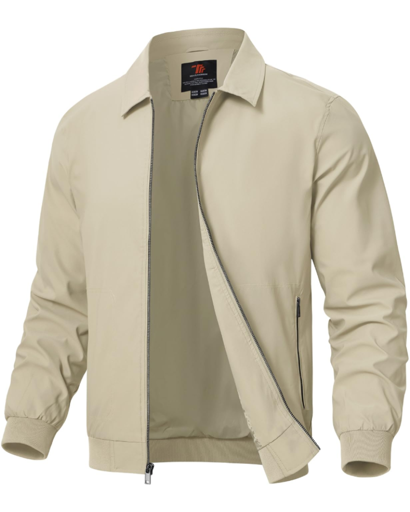 Stanley Casual Zip Jacket – Lightweight Polyester Ribbed Bomber Jacket