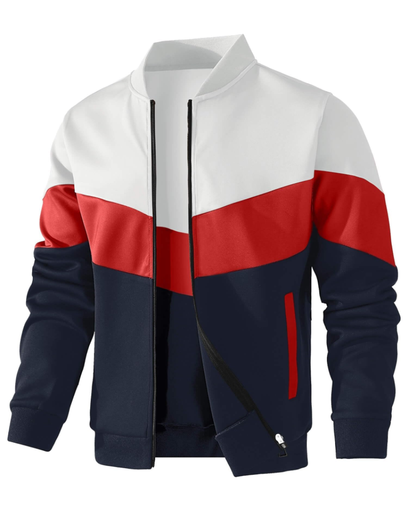 Jasper Men's Bomber Jacket – Full Zip Colour Block Casual Jacket
