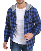 Asher Men's Hooded Checked Shirt – Long Sleeve Button-Up Plaid Casual Overshirt