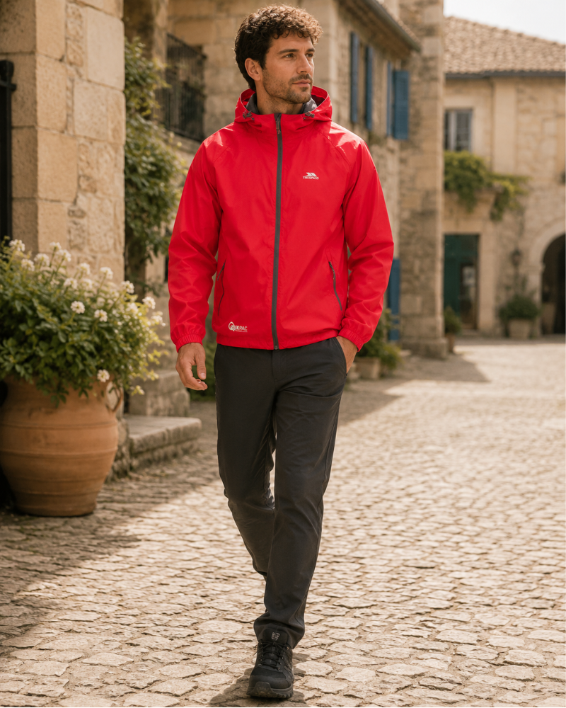 Hunter Men's Packable Waterproof Jacket – Hooded Outdoor Rain Coat with Zip Pockets