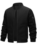 Reginald Men's Bomber Jacket – Polyester Wind-Resistant Zip Jacket with Stand Collar