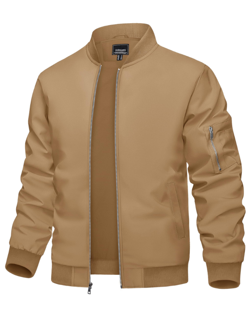 Asher Men's Bomber Jacket – Lightweight Zip-Up Jacket with Stand Collar