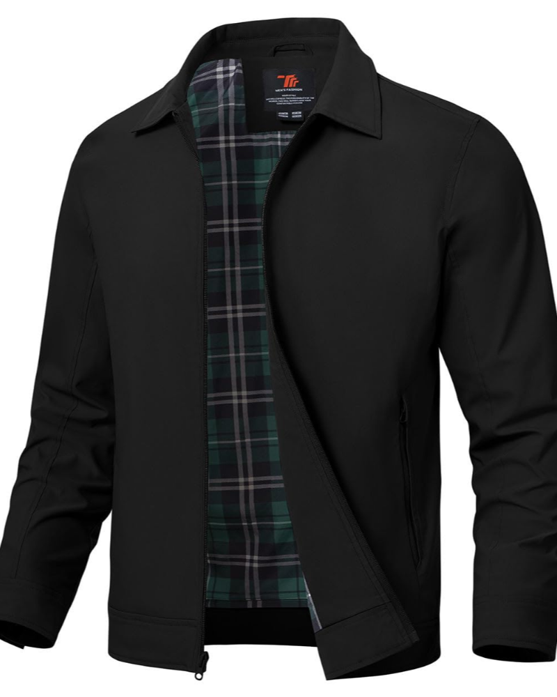 Gerald Men's Bomber Jacket – Polyester Zip Harrington Style Casual Jacket