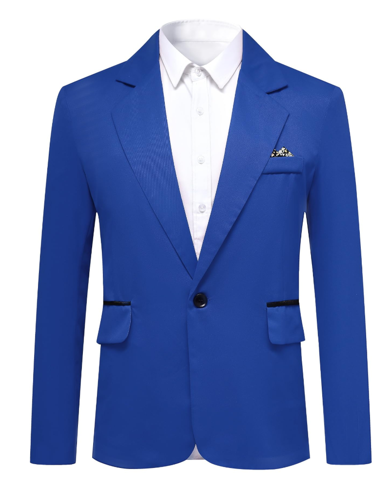 Caleb Men's Blazer – Slim Fit Single Breasted Notch Lapel Smart Suit Jacket