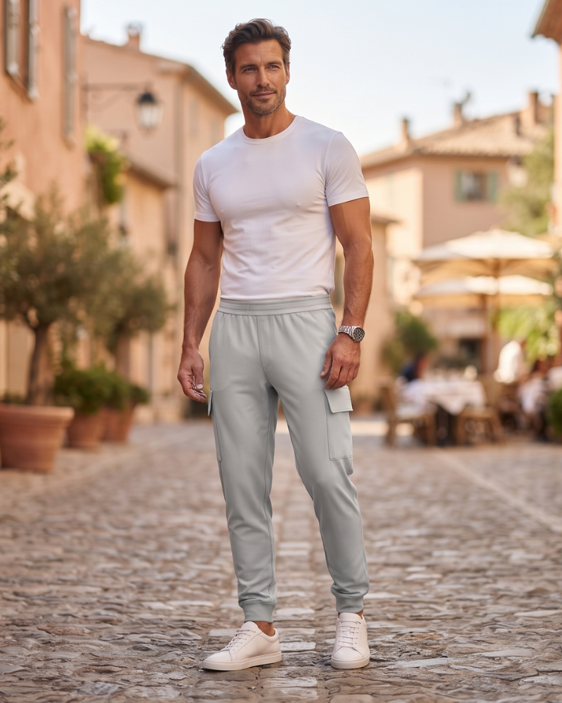 Damian Men's Cargo Joggers – Slim Fit Fleece Cuffed Pocket Track Pants