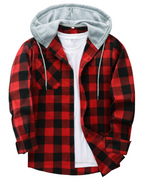 Lyle Men's Hooded Checked Shirt – Long Sleeve Button-Up Plaid Overshirt